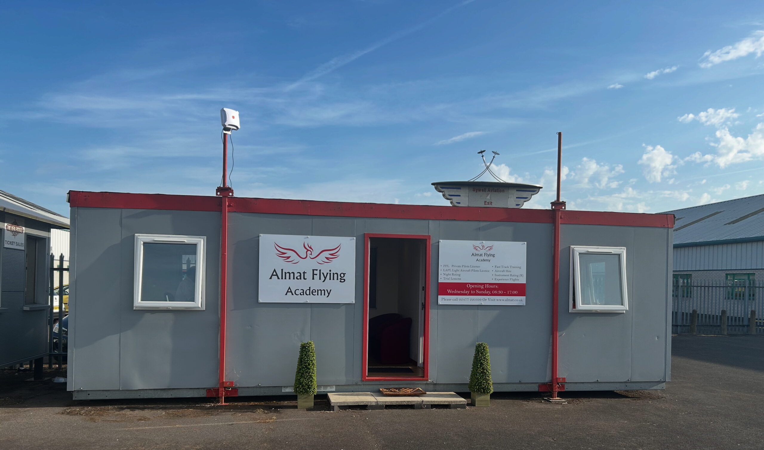 Almat Flying Academy's Sywell, Northampton flying school office.
